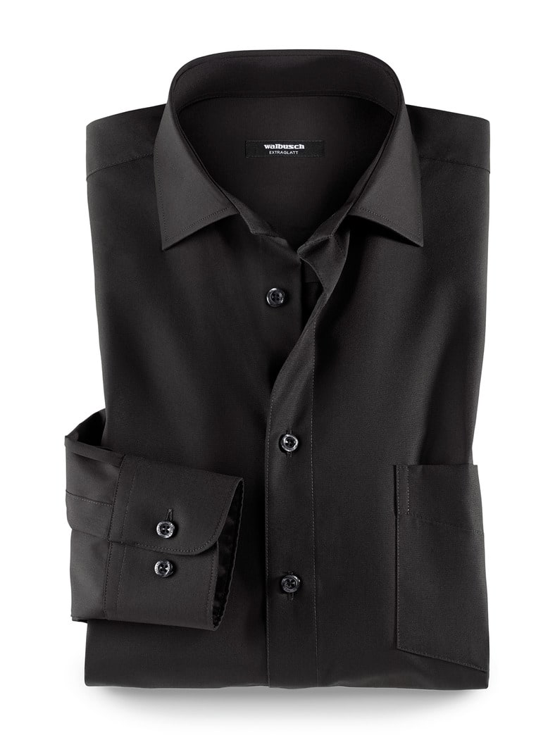Extraglatt-Hemd Kent-Kragen Schwarz