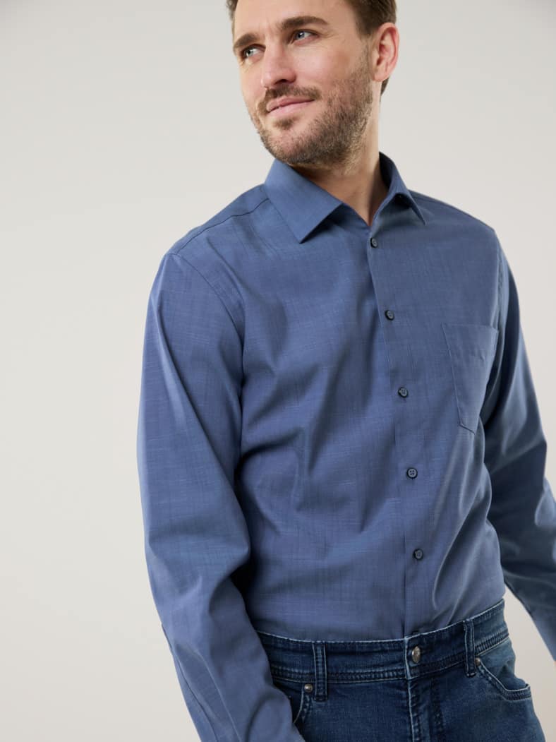 Extraglatt-Hemd Tropical Rauchblau