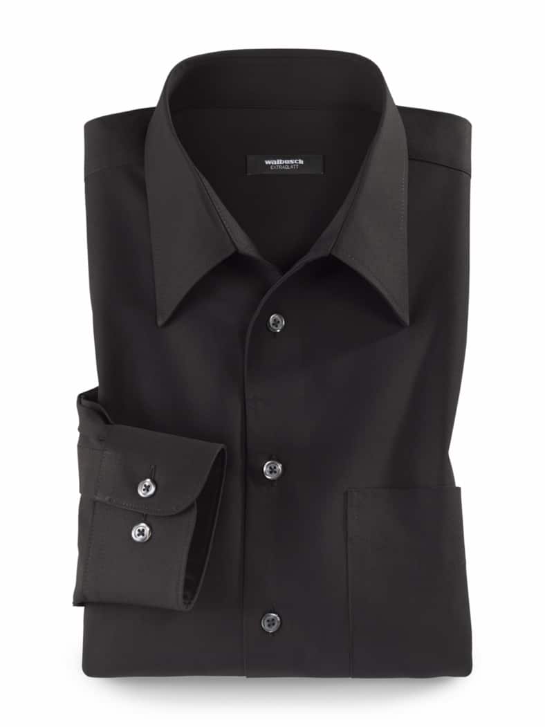 Extraglatt-Hemd Walbusch-Kragen Schwarz