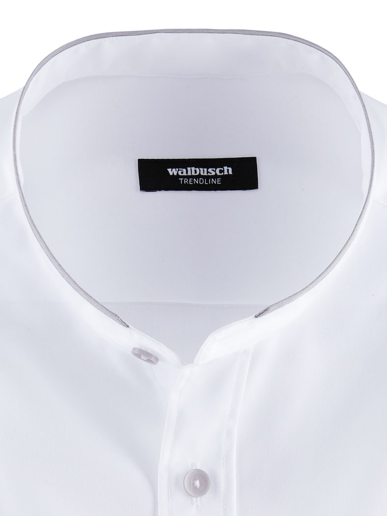 Extraglatt-Stehkragen-Hemd Weiß