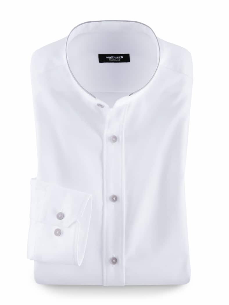 Extraglatt-Stehkragen-Hemd Weiß