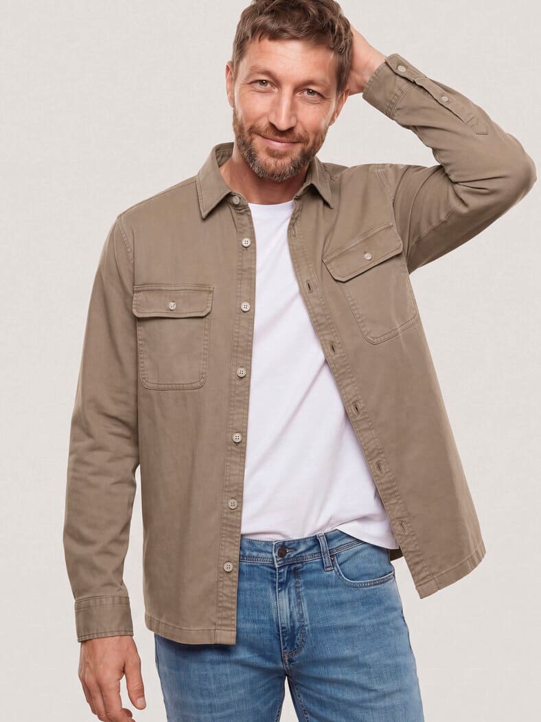 überfärbte Hemd-Jacke Camel
