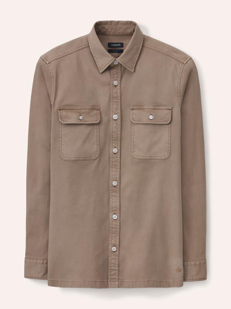 überfärbte Hemd-Jacke Camel