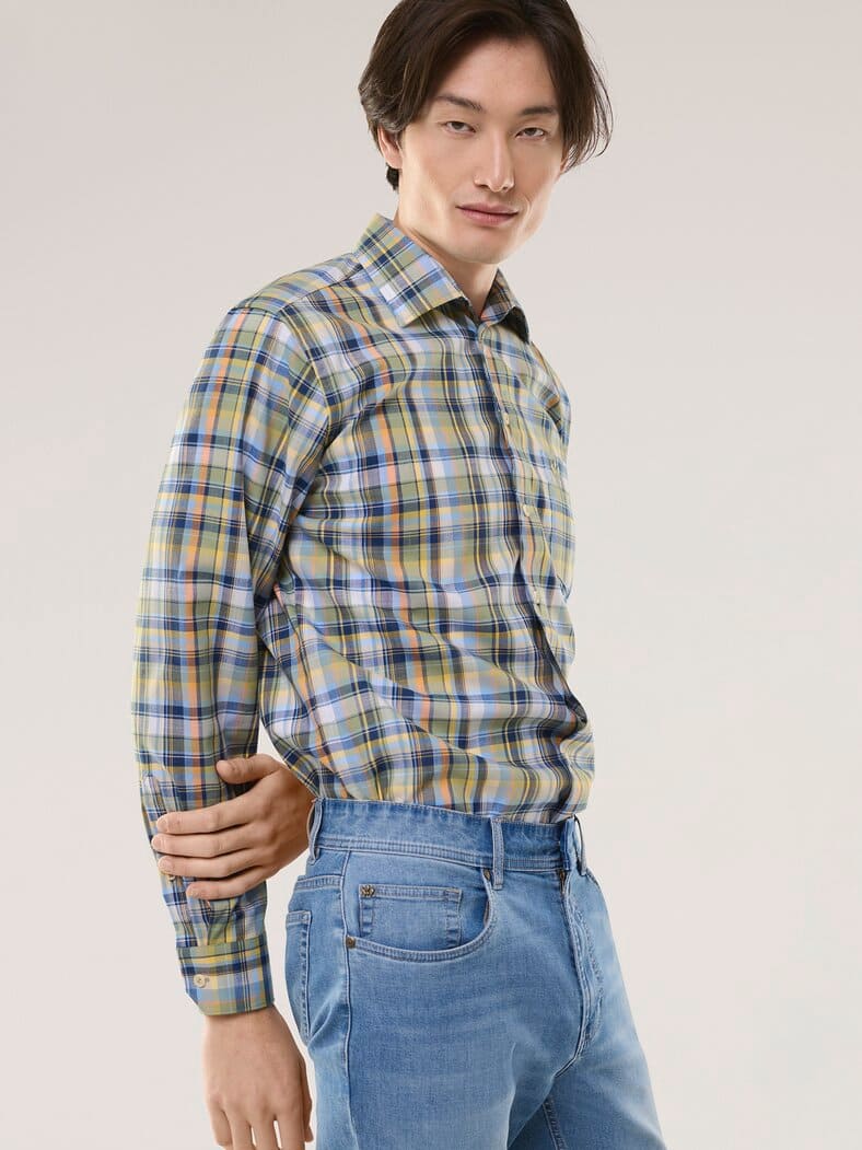 Extraglatt-Hemd Tropical Karo Schilf