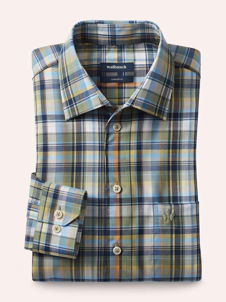 Extraglatt-Hemd Tropical Karo Schilf