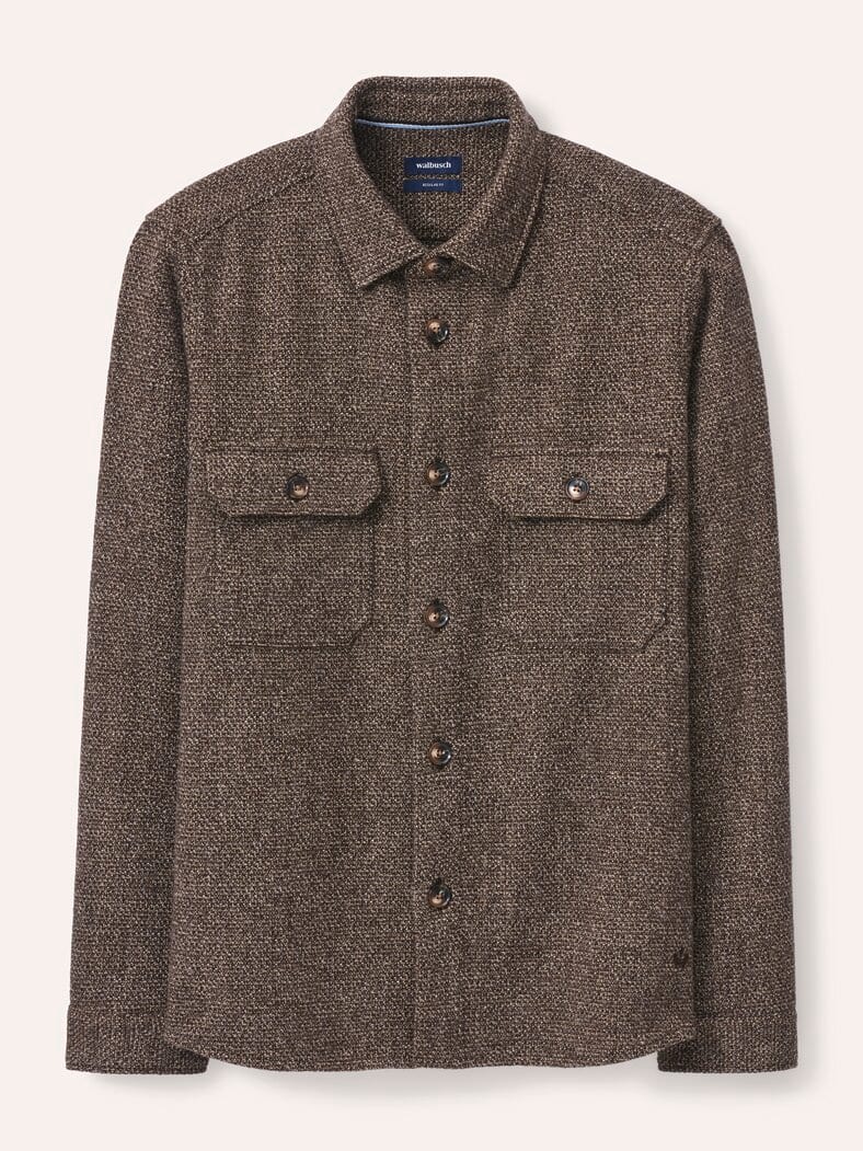 Hemd-Jacke Woll-Mix Braun/Beige