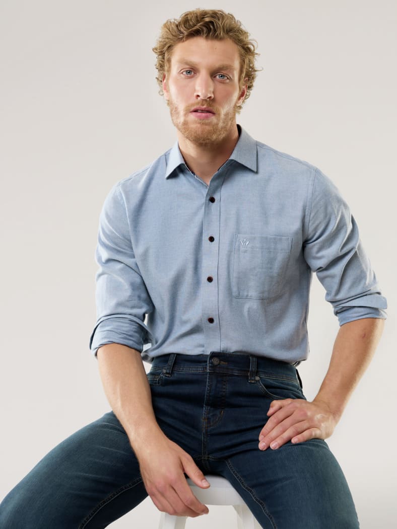 Flanell-Hemd Gesucht-Gefunden Uni Blau