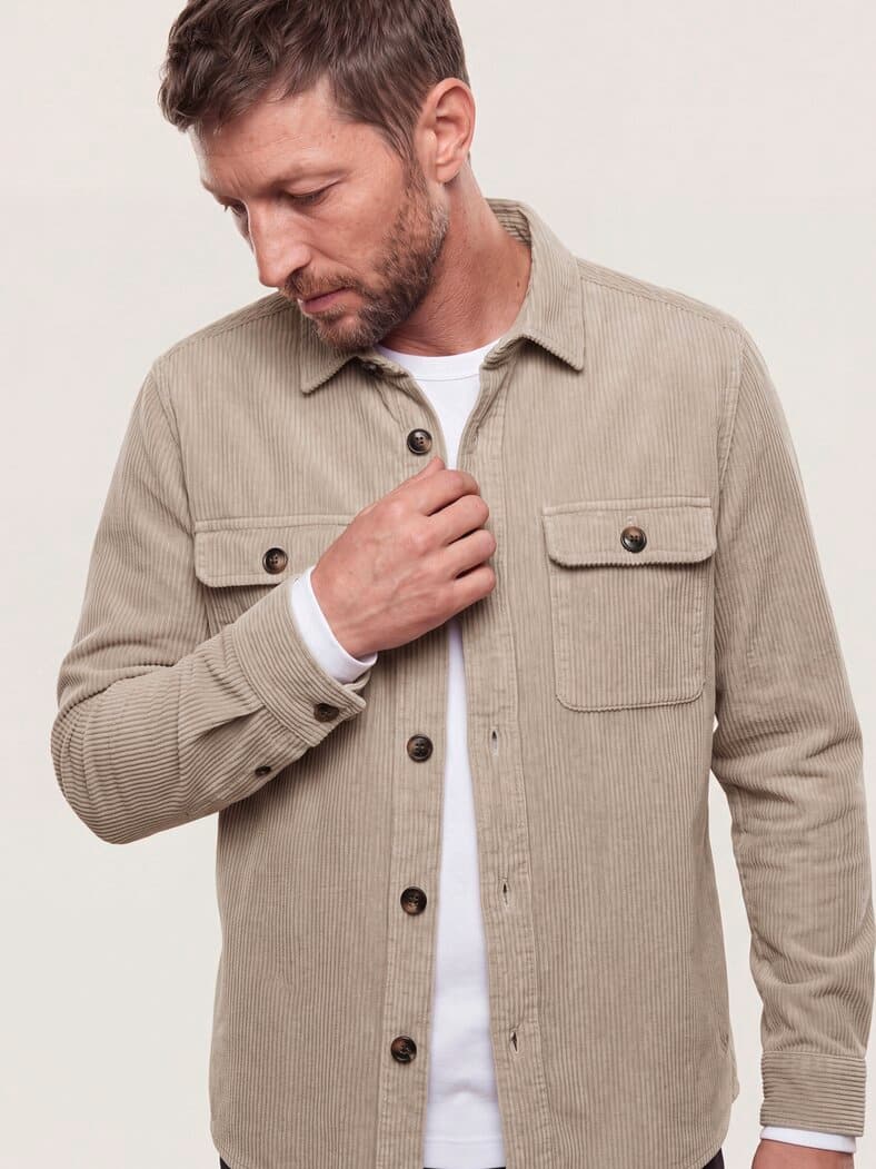 Overshirt aus Breitcord Wollweiß
