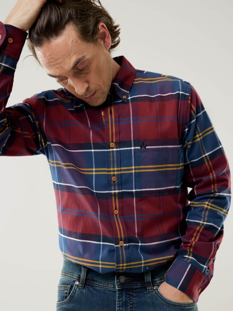 Diamanten Twill-Hemd Karo Bordeaux