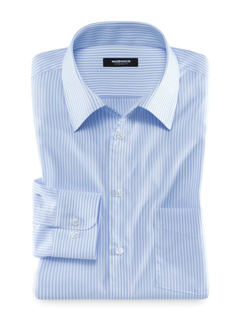 Extraglatt-Hemd Walbusch-Kragen Römerstreifen Hellblau