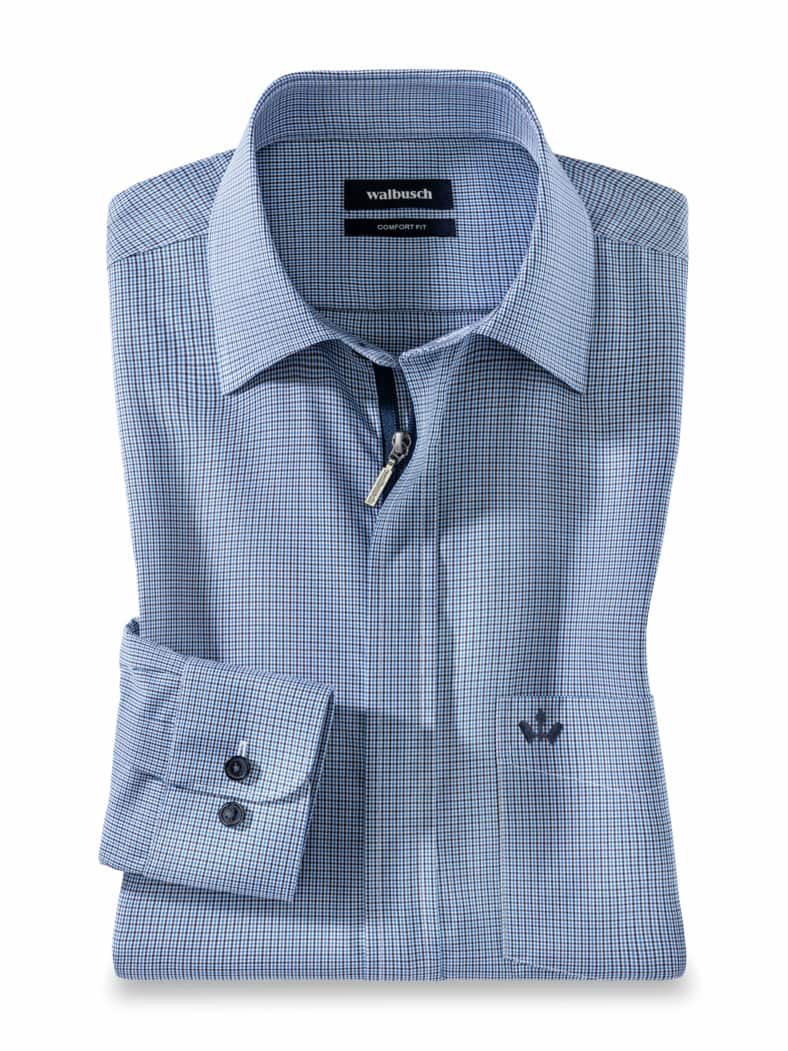 Extraglatt-Hemd Zip & Go Minikaro Blau