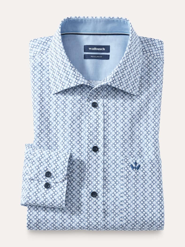 Extraglatt-Hemd Druck Blau