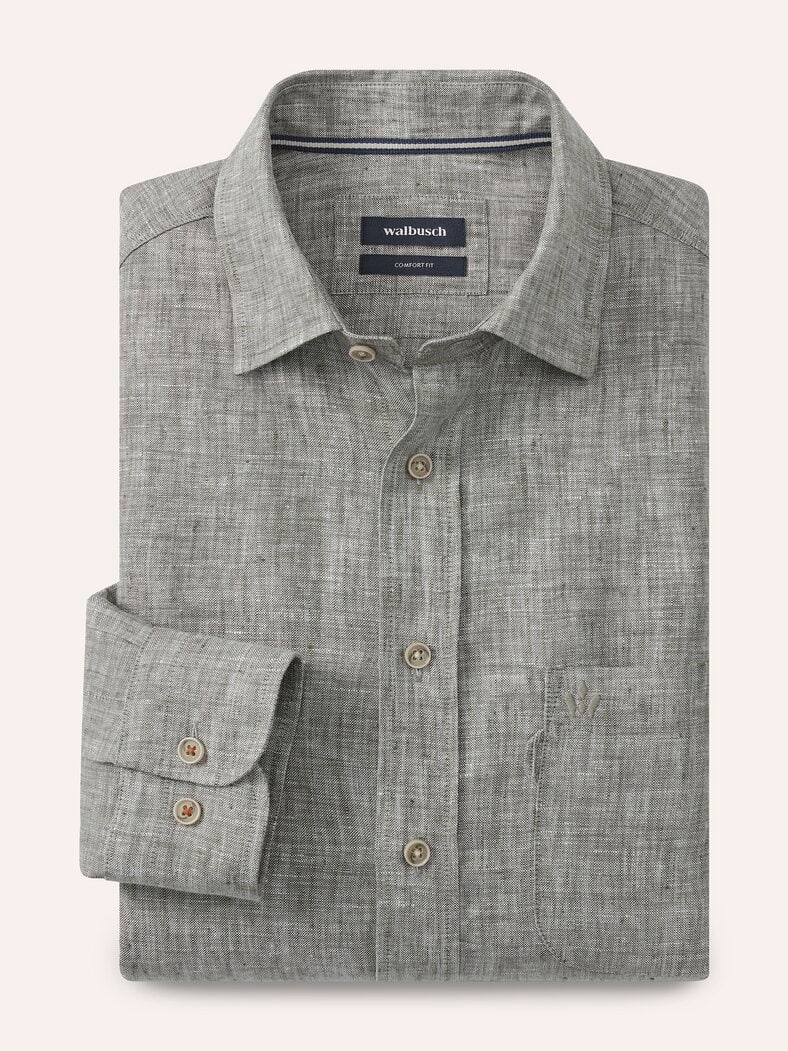 Pures Leinen Hemd Uni Schilf