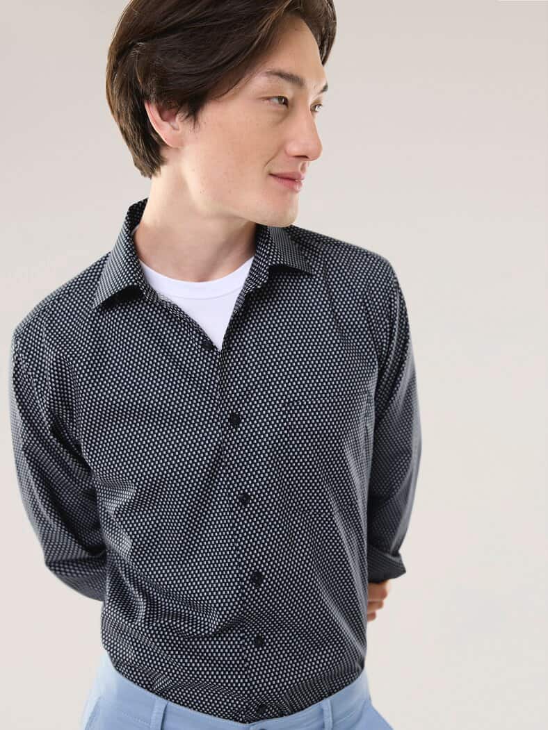 Extraglatt-Hemd Kent-Kragen Minimal Druck