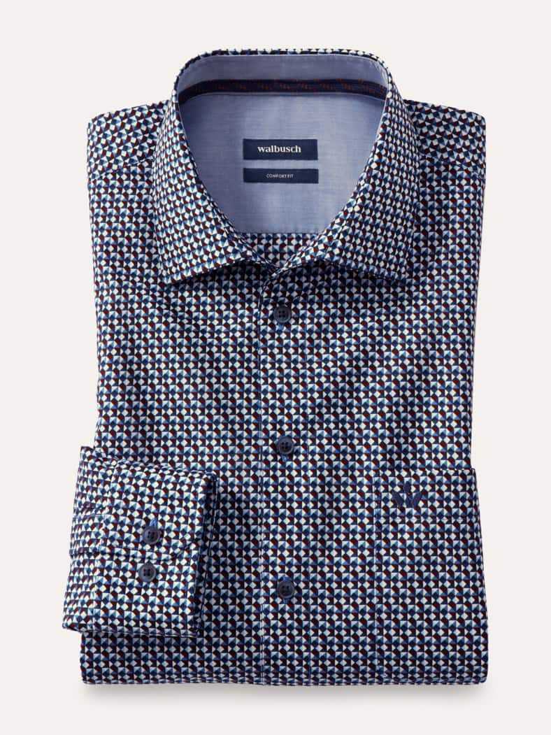 Extraglatt-Hemd Herbstlaub Druck Marine