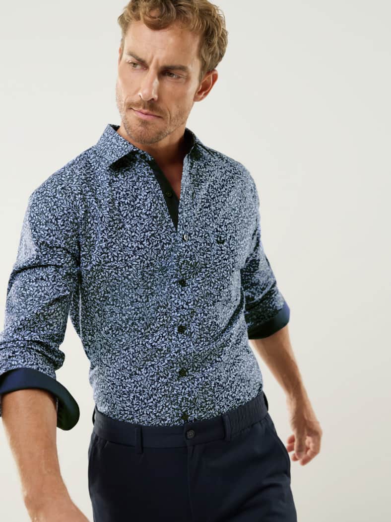 Aktiv-Hemd Druck Marine