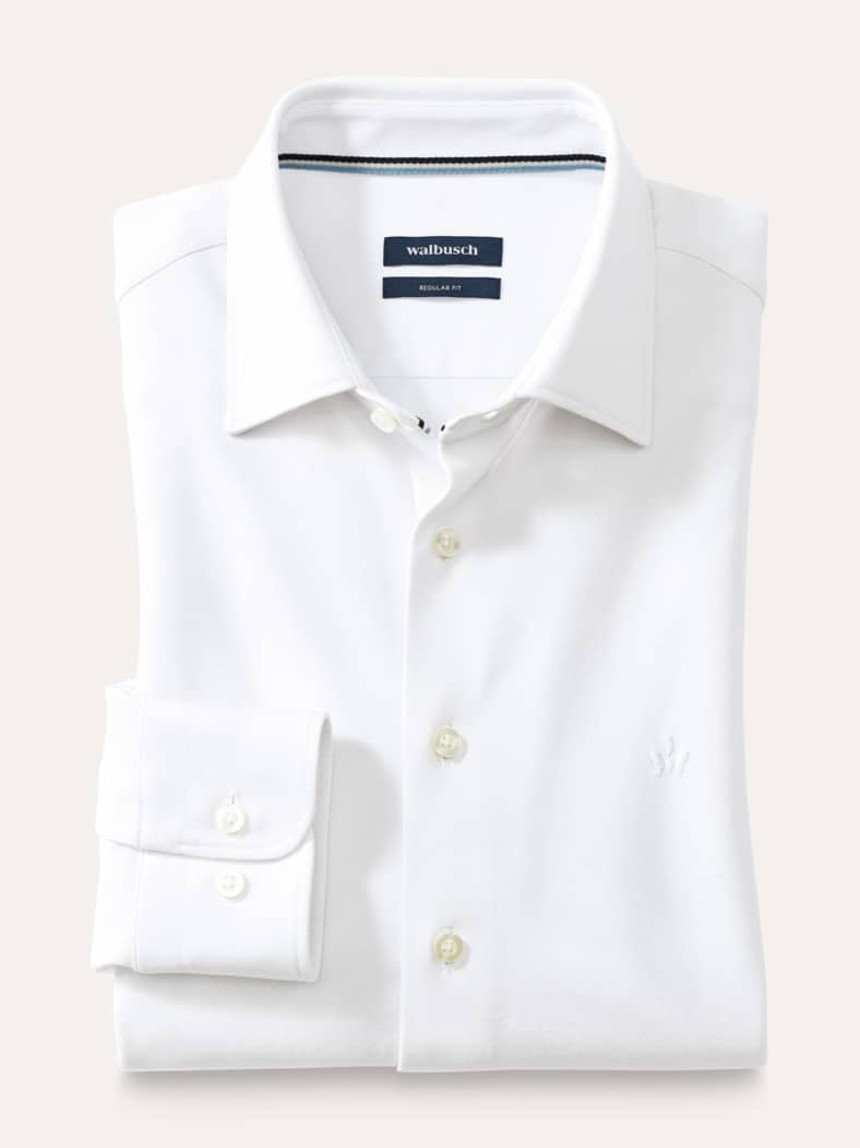 Comfort-Pique Hemd Weiß