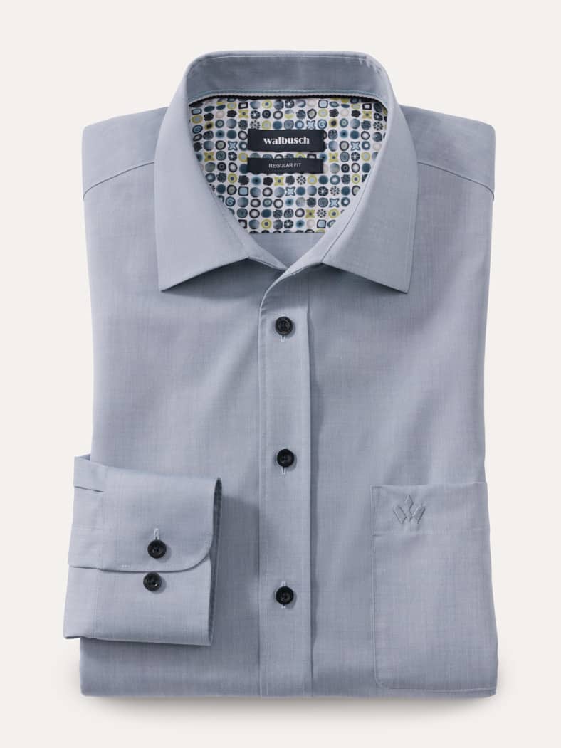 Extraglatt-Hemd Uni Blau