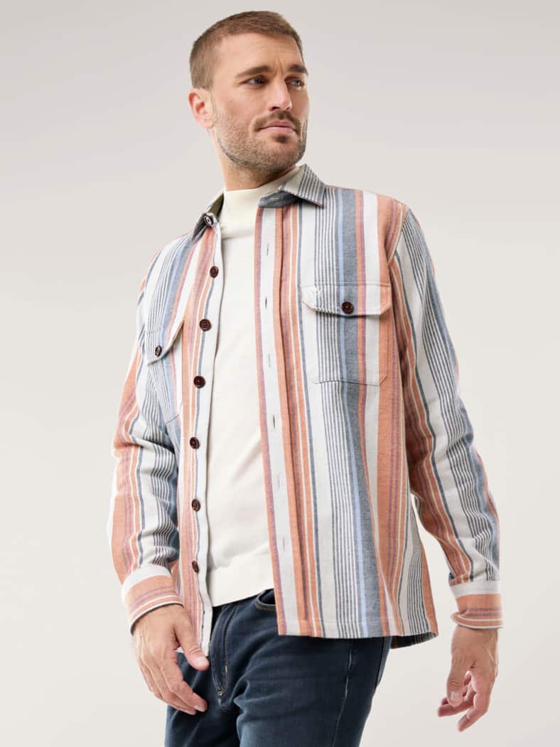 Doppelflanell Hemd-Jacke Streifen Terra