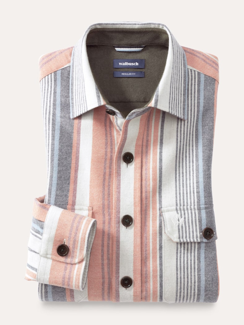 Doppelflanell Hemd-Jacke Streifen Terra