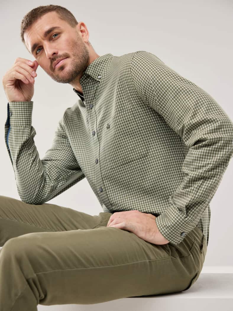 Cashmere-Mix-Hemd Vichy Schilf