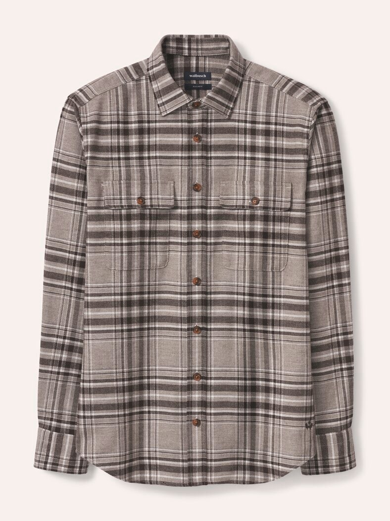 Flanell-Overshirt Karo Taupe