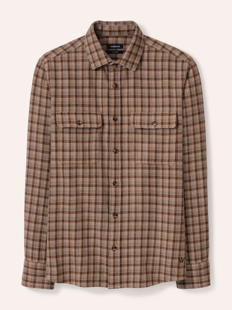 Flanell-Overshirt Minikaro Camel
