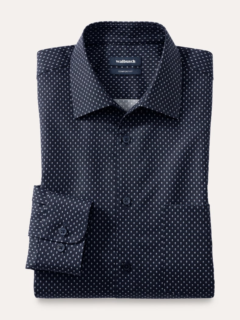 Extraglatt-Hemd Walbusch-Kragen Druck Minimal
