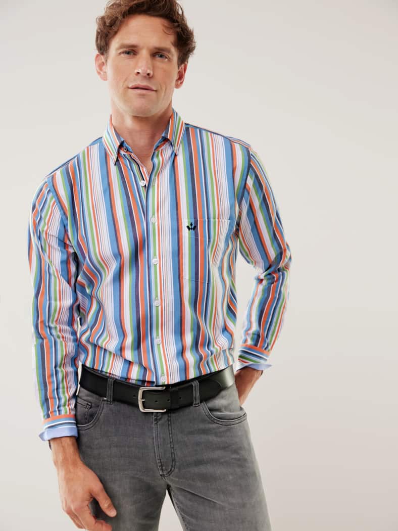 Extraglatt Hemd Frischekick Streifen Orange