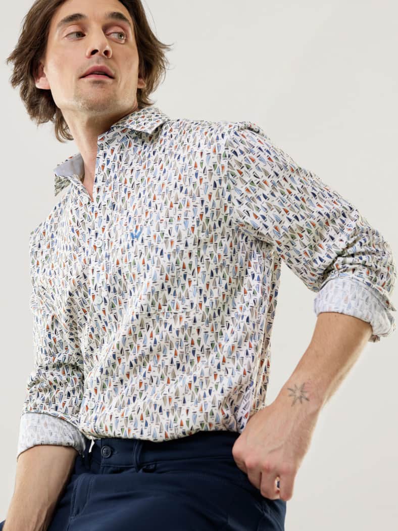 Extraglatt-Hemd Soft-Twill Druck Marine