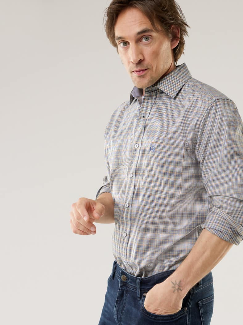 Extraglatt-Hemd Soft-Twill Vichy Multi