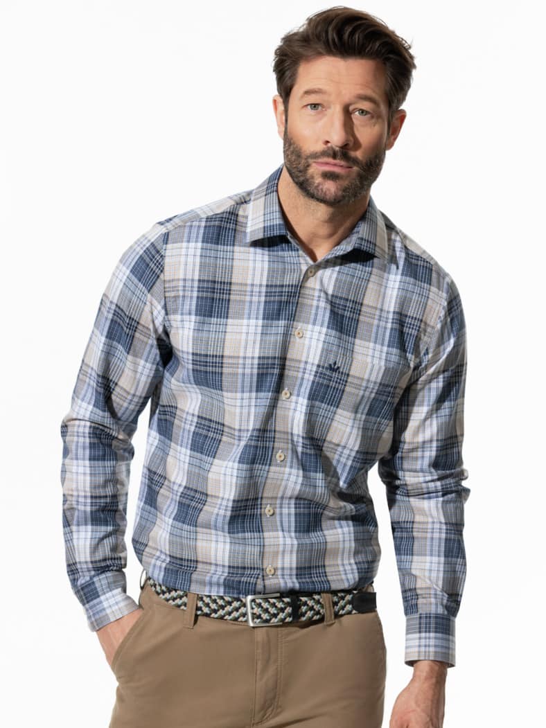 Easycare-Hemd Best-Klima Karo Natur