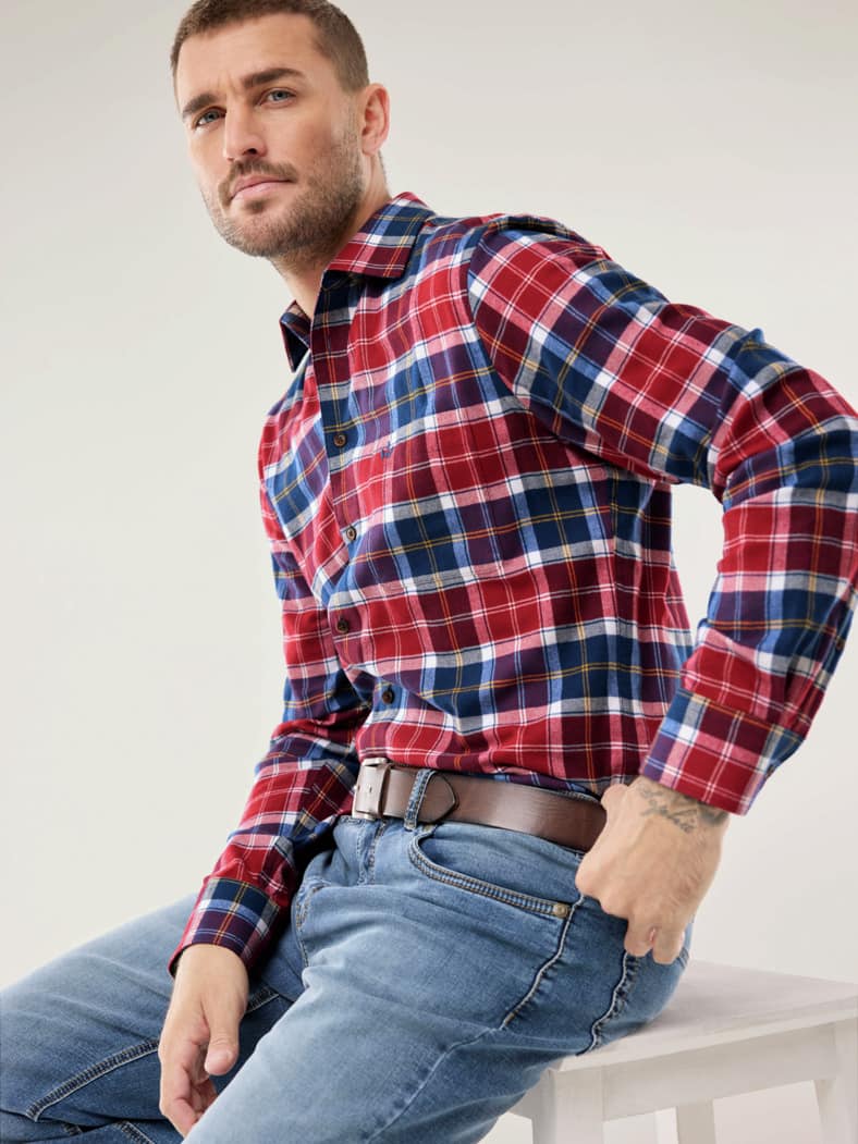 Sturmtief Flanell-Hemd Tartan Rot