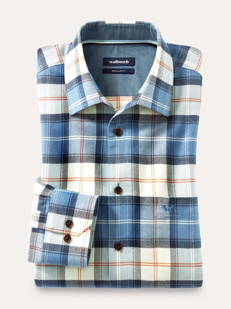 Sturmtief Flanell-Hemd Tartan Blau