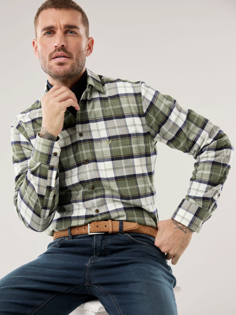 Sturmtief Flanell-Hemd Tartan Schilf
