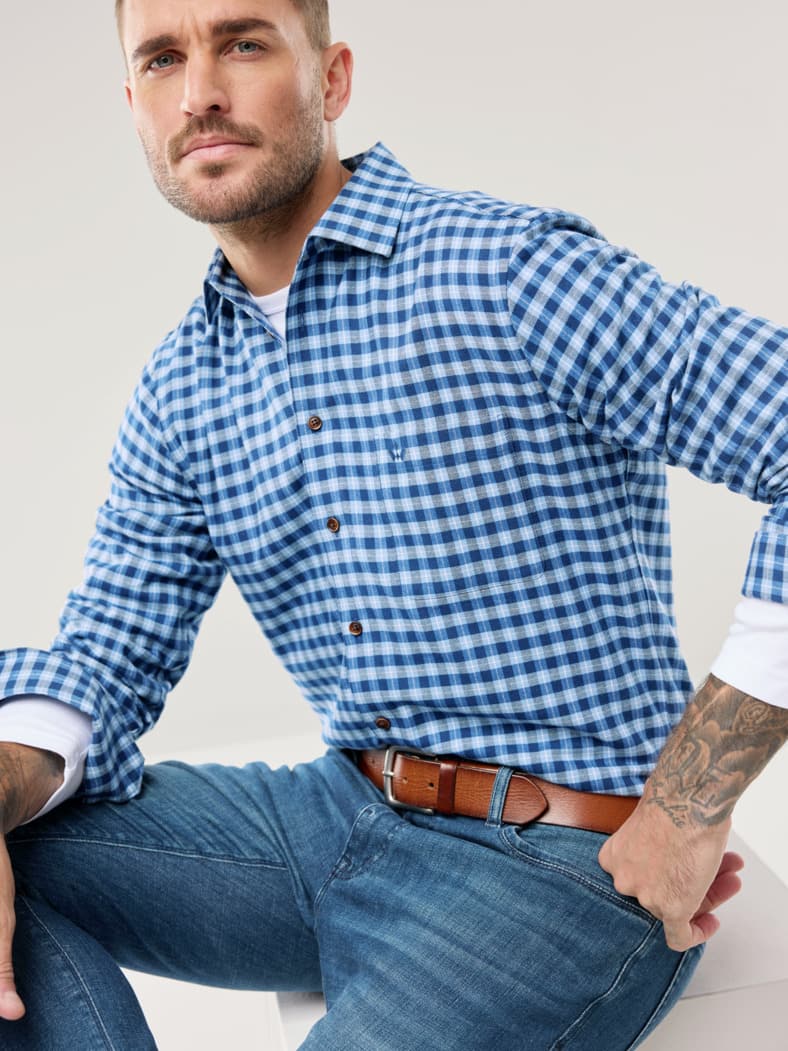 Sturmtief Flanell-Hemd Karo Marine