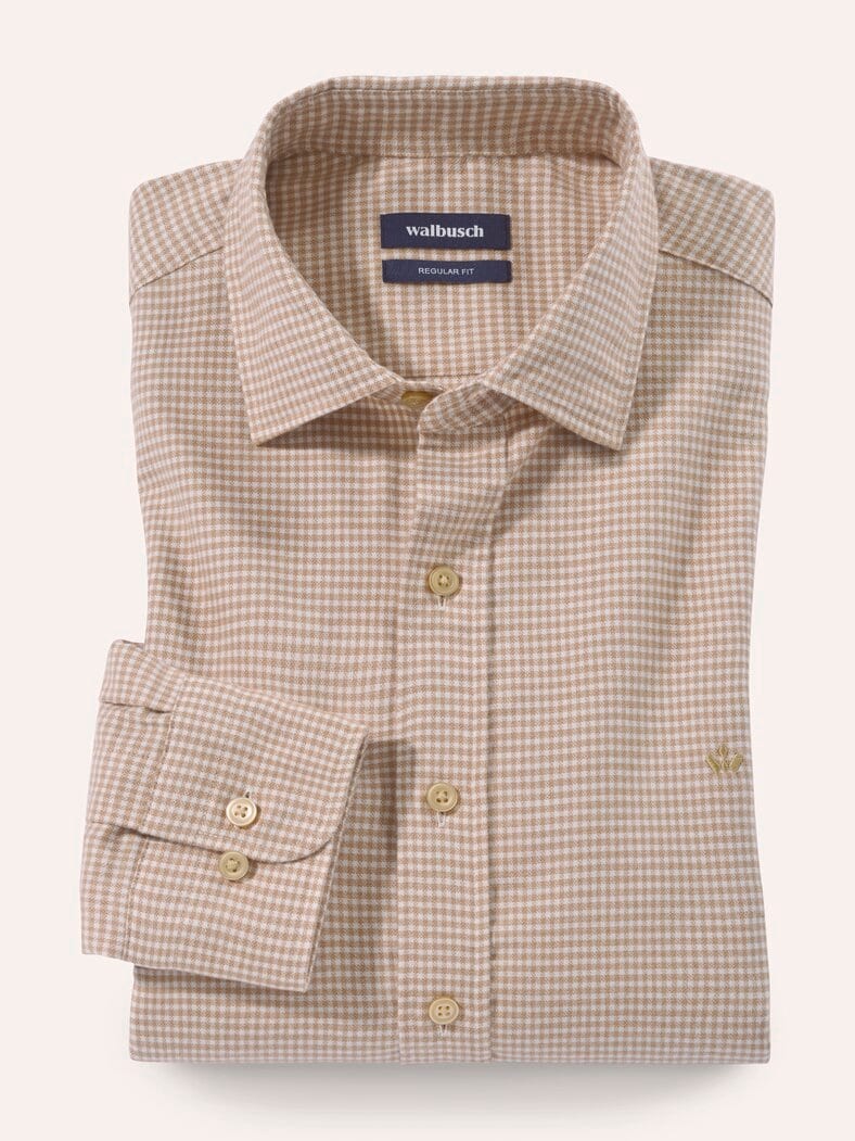 Soft-Flanell Hemd mit Kent-Kragen Minikaro Natur