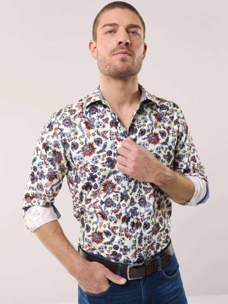 Softflanell-Hemd Druck Wollweiß