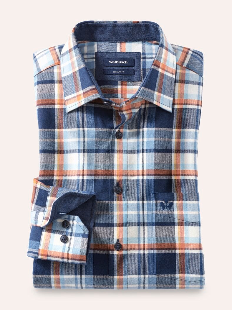 Softflanell-Hemd Karo Blau