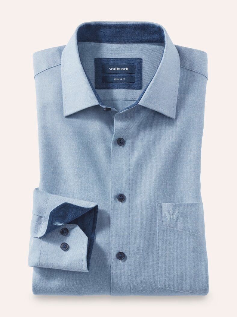 Softflanell-Hemd Uni Blau