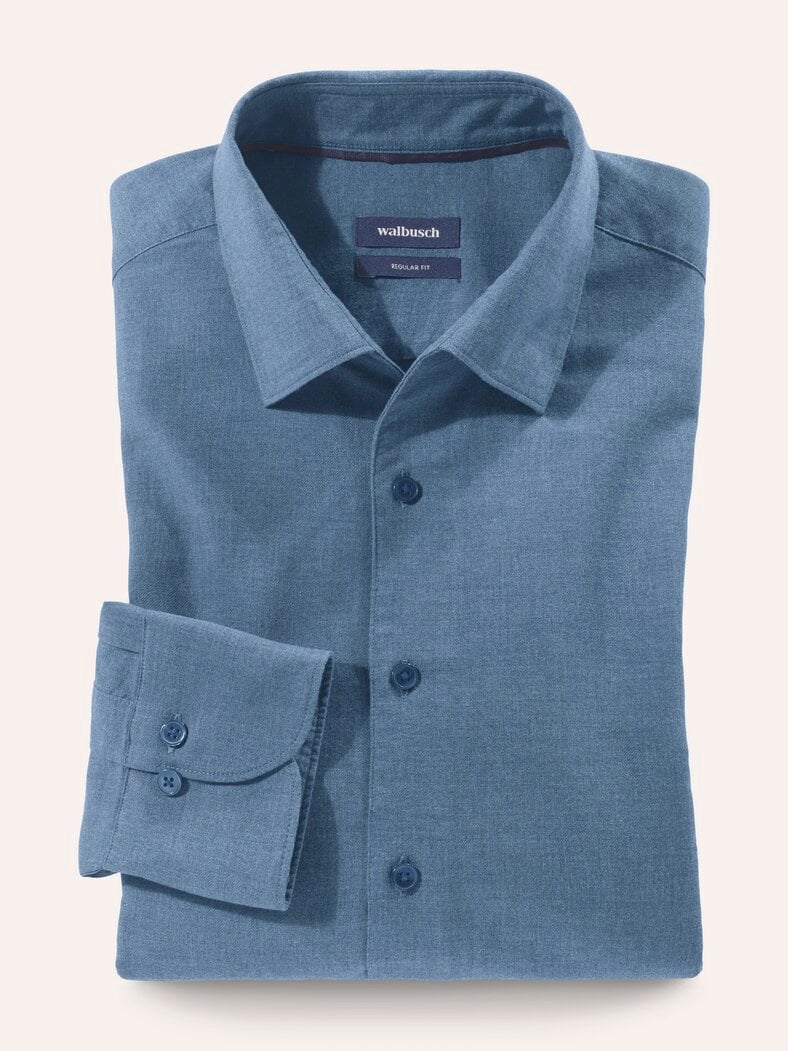 Hemd aus melierter Baumwolle Jeansblau