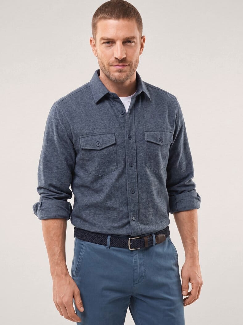 strukturiertes Flanell-Hemd Marine