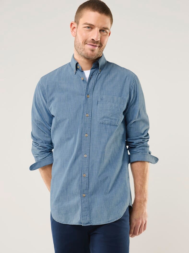 Chambray-Hemd Uni Indigo