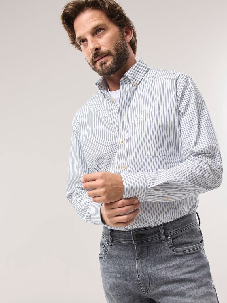 Chambray-Hemd Streifen Bleu