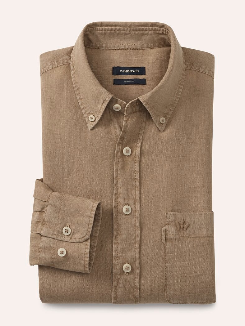 Pures Leinen Hemd Überfärber Latte