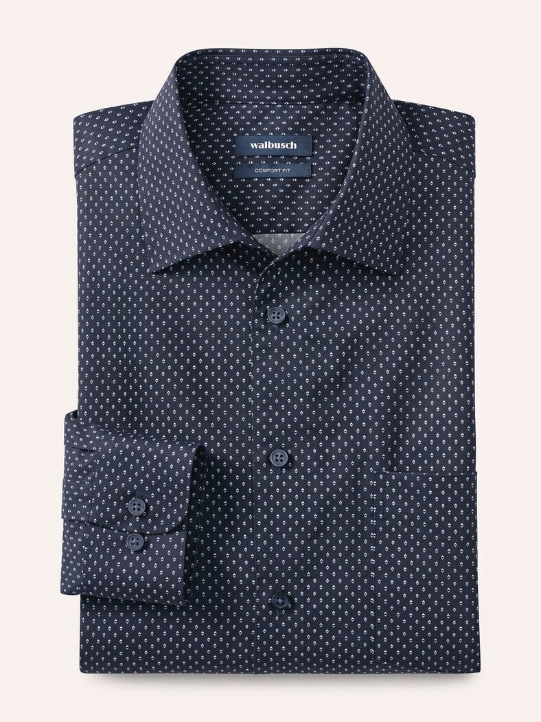 Extraglatt-Hemd Walbusch-Kragen Minimal Druck