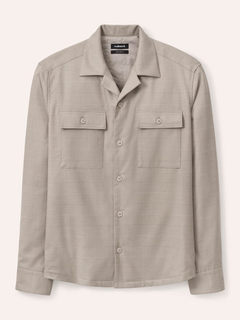 Gefüttertes Overshirt aus Flanell Karo Beige