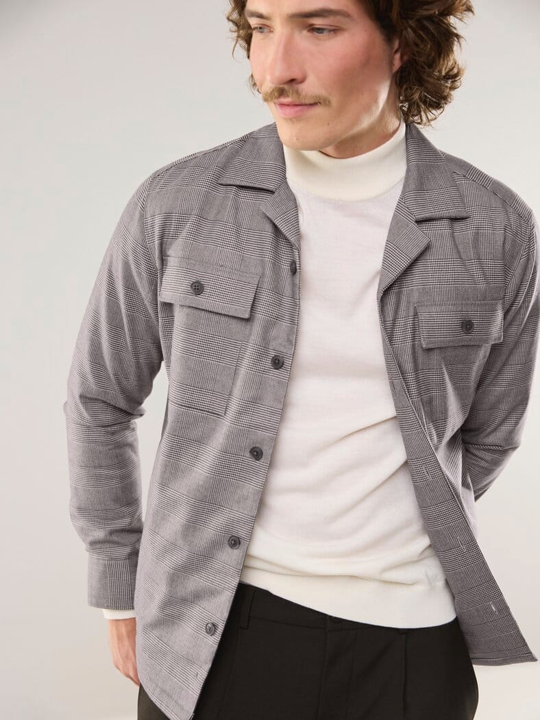 Gefüttertes Overshirt aus Flanell Karo Anthrazit