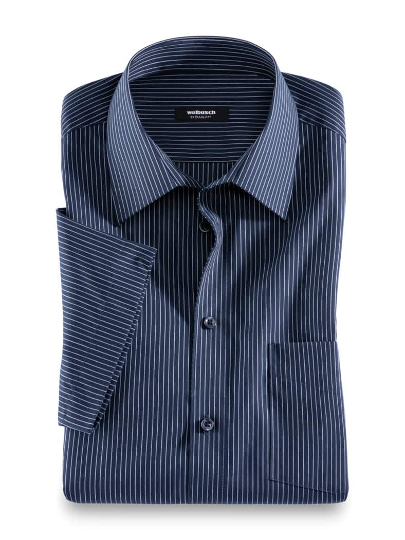 Extraglatt-Hemd Walbusch-Kragen Nadelstreifen Navy