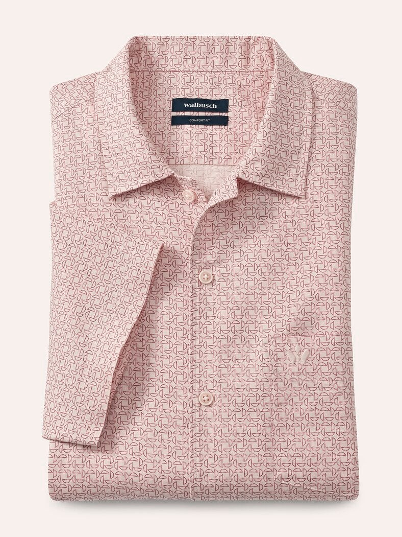 Leinen-Mix Revers-Kragen-Hemd Druck Rot